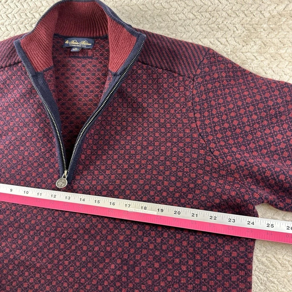 Brooks Brothers Men's‎ XL Nordic Wool Sweater half zip Burgundy navy Cabin Cozy